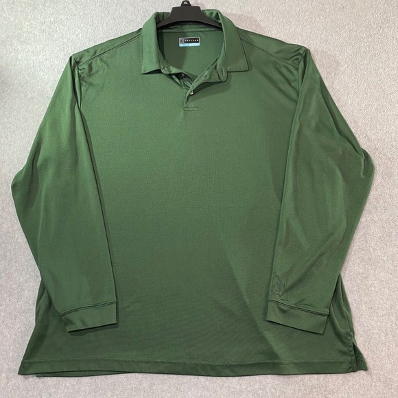 PGA Tour Other - PGA Tour Long Sleeve Polo Men's XXL Green Performance Golf Shirt Breathable EUC